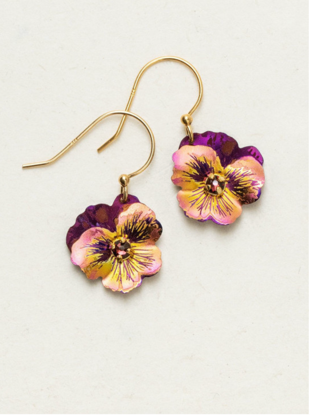 Garden Pansy Drop Earrings in Vintage Burgundy - Heart of the Home PA