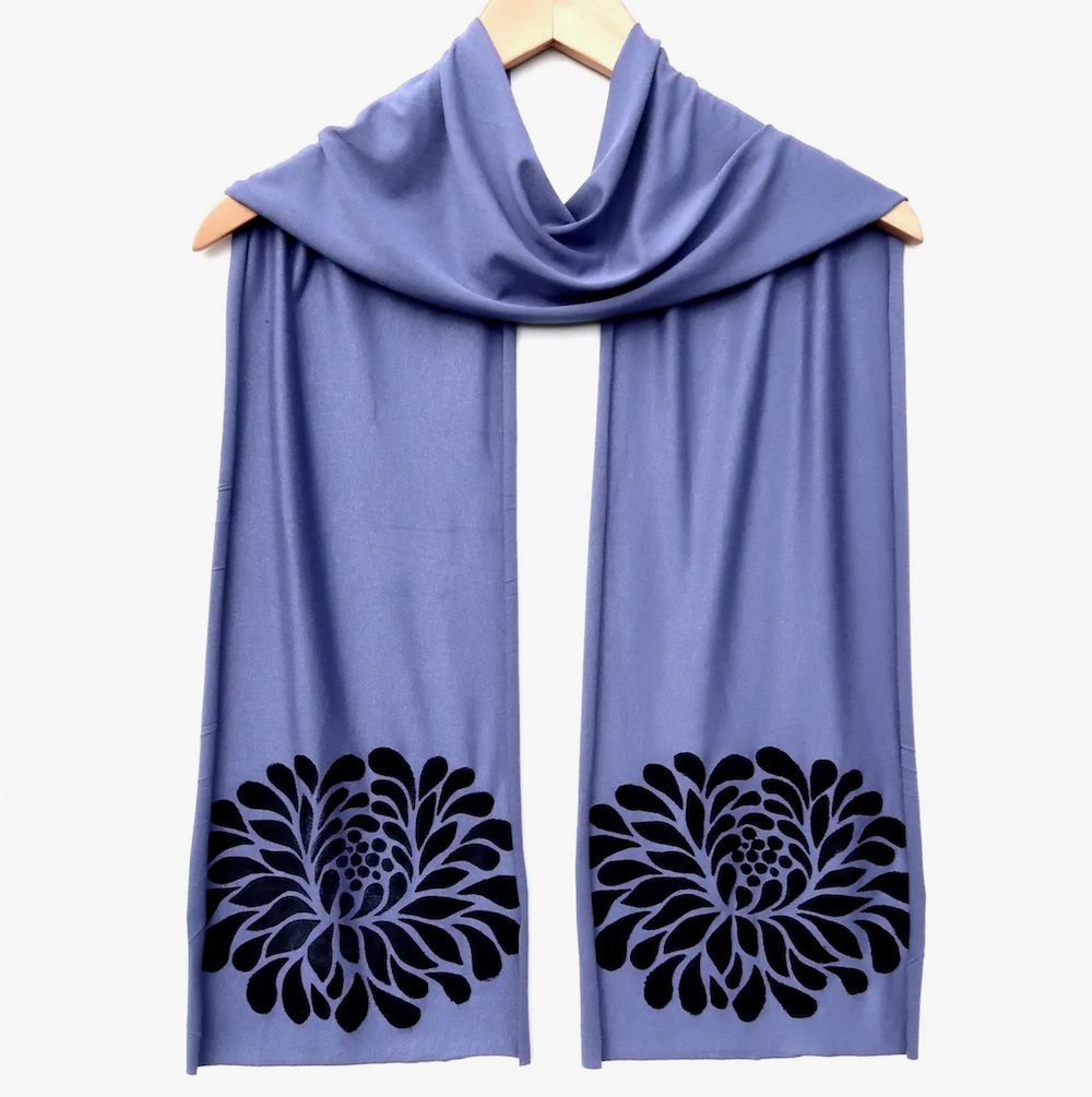 Chrysanthemum Skinny Scarf in Soft Blue - Heart of the Home PA