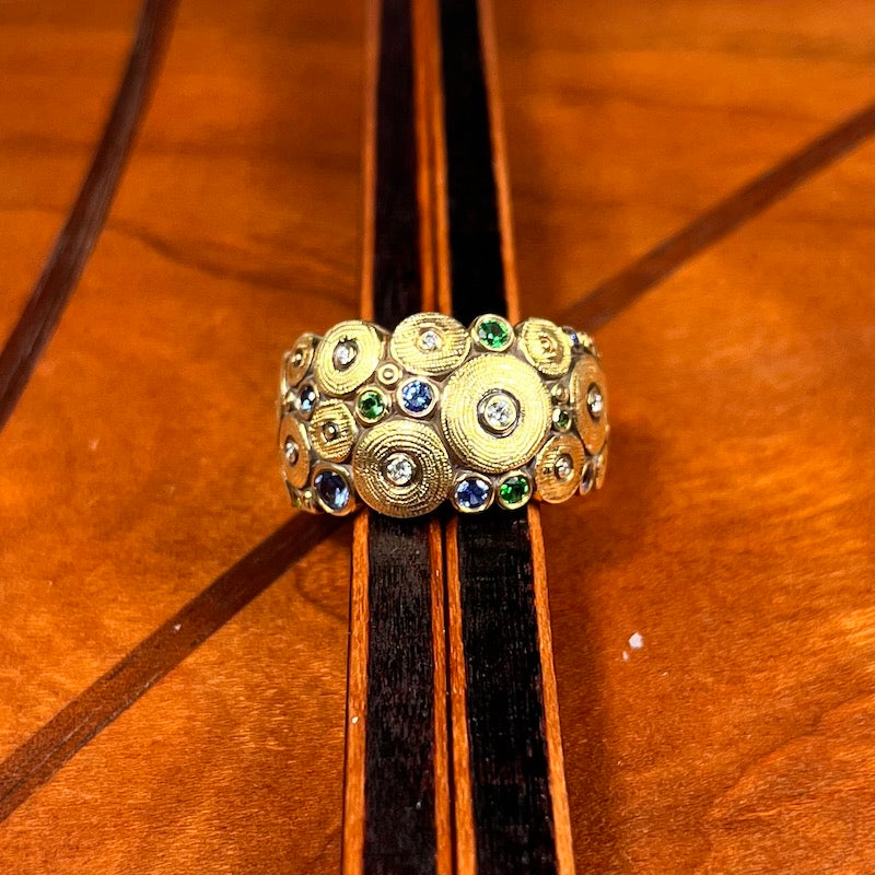 Ocean Ring in Gold with Blue &amp; Green Gemstones - Heart of the Home PA