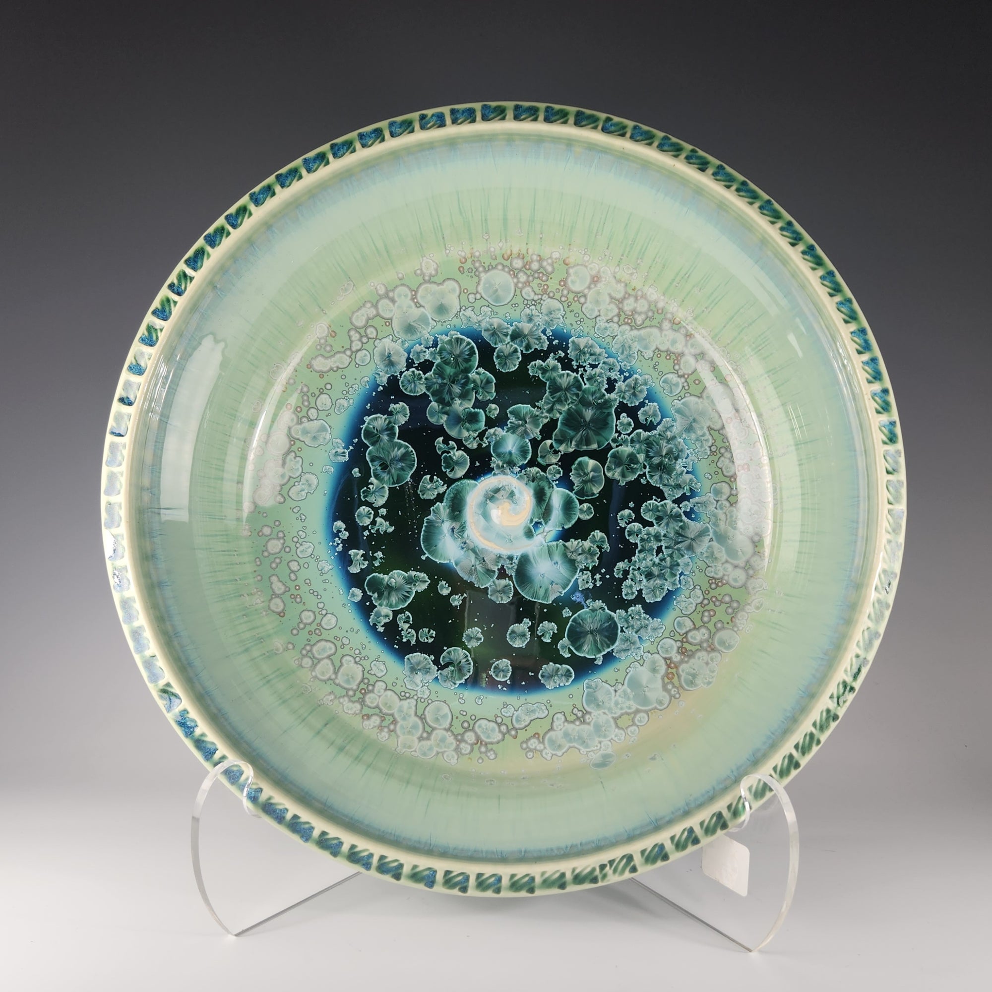 Large Textured-Rim Platter in Patina Green - Heart of the Home PA