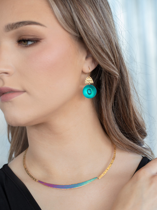 Royal Moon Earrings in Teal - Heart of the Home PA