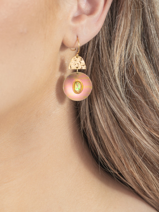 Royal Moon Earrings in Pink - Heart of the Home PA