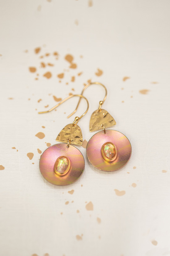 Royal Moon Earrings in Pink - Heart of the Home PA