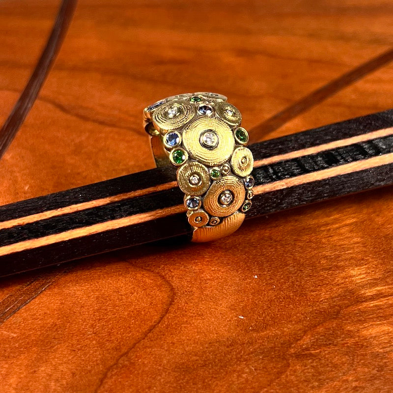 Ocean Ring in Gold with Blue &amp; Green Gemstones - Heart of the Home PA