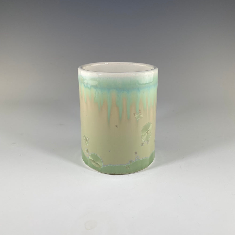Whiskey Cup in Ivory White and Green Glaze - Heart of the Home PA