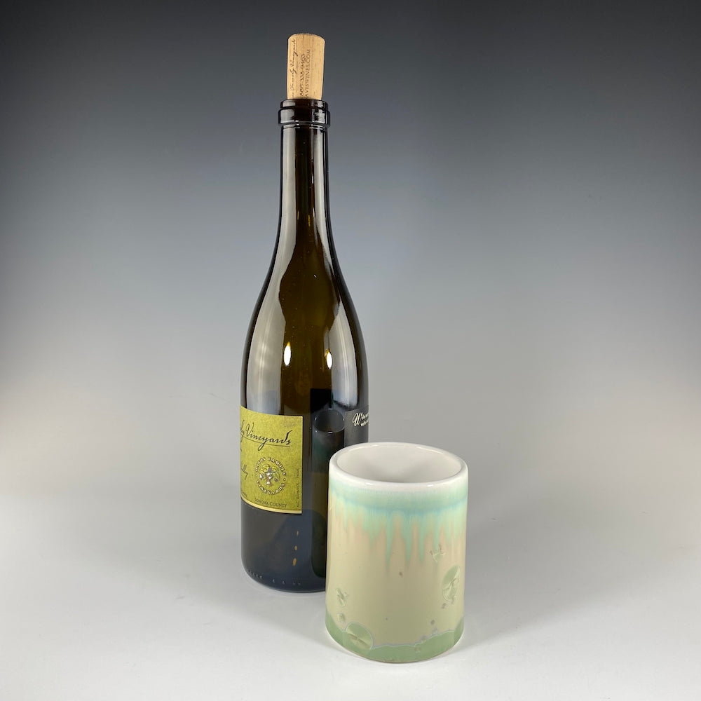 Whiskey Cup in Ivory White and Green Glaze - Heart of the Home PA