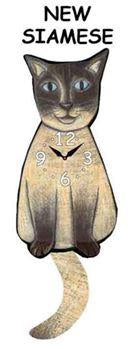 Siamese Wagging Cat Clock - Heart of the Home PA