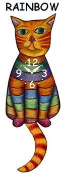 Rainbow Wagging Cat Clock - Heart of the Home PA