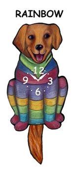 Rainbow Wagging Dog Clock - Heart of the Home PA